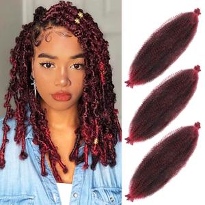 VCEOW 6 Packs Burgundy Springy Afro Twist Hair 16 inch Omber Red Pre-Separated Marley Twist Braiding Hair Pre-fluffed Synthetic Wrapping Hair for Faux Butterfly Locs Passion Twist Spring Twist,1B#BU