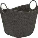 Household Essentials Paper Rope Basket with Handles, Natural Woven Woven Storage Basket, Great for Decoration or Organization