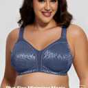 Deyllo Women's Full Coverage Plus Size Comfort Minimizer Bra Wirefree Non Padded (Blue)