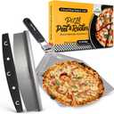 Checkered Chef 13"x15" Pizza Cutter And Pizza Peel Set - Stainless Steel Rocker Blade Pizza Cutter With Stainless Steel Pizza Peel/Paddle - 2 Great Pizza Tools In 1 Set