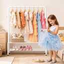 Kids Clothing Rack - Dress Up Clothes Rack - Baby Toddler Closet - Mini Freestanding Coat Racks with 2 Fabric Shelves - Small Kids Costume Wardrobe - Garment Rack for Hanging Clothes Organizer