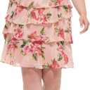 Jessica Howard Women's Petite Style Layered Ruffle Butterfly Sleeve Printed Chiffon, Blush Size 10P