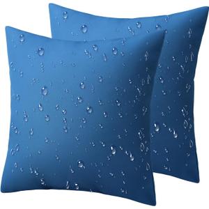 Phantoscope Pack of 2 Premium Dual Usage Outdoor Pillow Inserts, Waterproof Throw Pillows No Cover Needed, Colorful Decorative Couch Sham Cushion Stuffer Patio Couch Tent, Blue 20 x 20 Inches