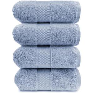 Maisonette Loft Egyptian Cotton Turkish Bath Towels, Soft, Absorbent, Ideal Quick Dry Large Luxury Bath Towel Set for Shower (30" x 58", 4 Pack), Blue (Harbor Blue)