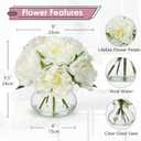 Hollyone Fake Flowers White Peonies Artificial Flowers Faux Flowers with Vase Peony Silk Flower Arrangements in Glass Vase with Faux Water for Home Decor Bathroom Table Centerpiece Shelf Decorations