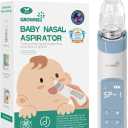GROWNSY Nasal Aspirator for Baby, Electric Nose Aspirator for Toddler, Baby Nose Sucker, Automatic Nose Cleaner with 3 Silicone Tips, Adjustable Suction Level, Music and Light Soothing Function, Blue