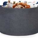Blanket Basket - 20"x 20"x 13" Cotton Rope Basket for Living Room, Baby Toy Storage Basket, Large Woven Laundry Basket (Gray) (Grey)