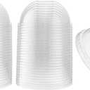 [50 Count] Crystal Clear PET Plastic Dome lids Fits 14, 16, 20, & 24 oz Cups for Iced Coffee, Milkshake, Slurpee, Ice cream, Razzle, Slush, Smoothy, Party's,