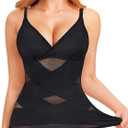 QACIVIQ Body Shaper for Women Tummy Control Shapewear Compression Tanks Cami Tops V-Neck Camisoles with Built in Bra (Medium, Black)