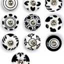 Set of 10 Ceramic Cabinet Colorful Knobs for Kitchen, Cabinet, Drawer, Wardrobe (Black & White)