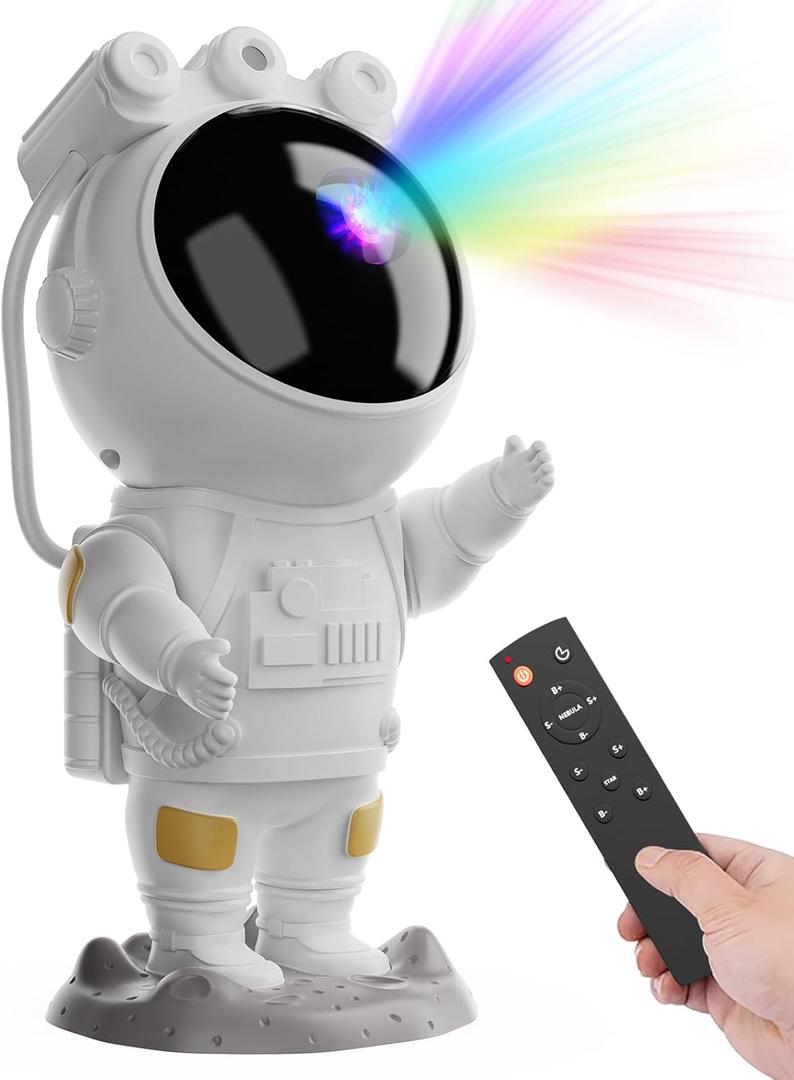 Astronaut Star Projector Galaxy Night Light, Space Projector, Starry Nebula Ceiling LED Lamp, with Timer and Remote Control, Kids Room Decor Aesthetic, for Christmas, Birthdays, Valentine's Day (B55, White)