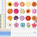 JellyArch 20 Set Flower DIY Painting Kit Ceramic to Paint Your Own Statues Unpainted Plaster Figurines Brushes Acrylic Paints Bags Party Favor for Adults