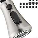 J-HVA Kitchen Faucet Head, Pull Down Kitchen Sink Sprayer Head Replacement for Kitchen Faucet, 3 Functions High Pressure Sink Spray Nozzle, Spray Head with 15 Adapters, Brushed Nickel