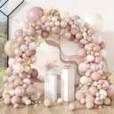 Amandir 173 Pcs Pearl White Pink Balloon Arch Garland Kit, Double Stuffed Dusty Pearl Pink White Sand Clear Balloons for Wedding Boho Neutral Bridal Shower Birthday Valentine's Day Party Decorations