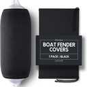 Boat Fender Covers Black & Navy Blue | 1-Pack | Polyester (1-Pack, Black, 8 x 22)