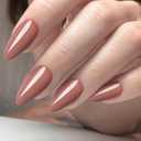 Brown Red Press on Nails Almond with Nail Tabs,120pcs Medium Almond Press on Nails,12 Sizes Glossy Brown Red Medium Fake Nails, Full Cover Acrylic Nails Press ons for Women