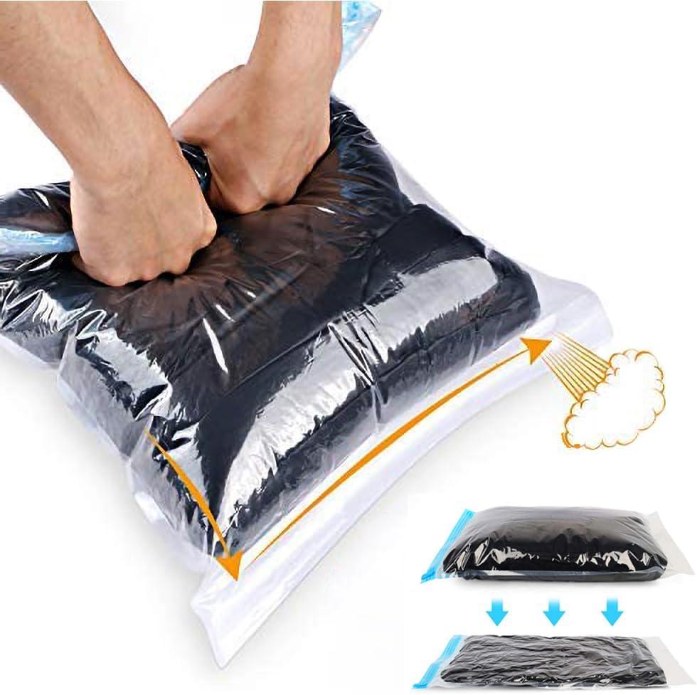 ALMING Compression Bags - Travel Essentials 12 Pack Space Saver No Vacuum or Pump Needed Storage Accessorie and Home Packing Organizers (transparent)