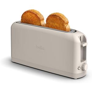 bella 2 Slice Slim Toaster, Fitsanywhere™ Kitchenware, 6 Setting Shade Control with Reheat & Cancel Buttons, Fits sourdough, 10” Long Slot, Anti Jam & Auto Shutoff, 900 Watt, Oatmilk