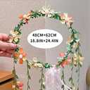 Flower Crown Headband for Women - Adjustable Floral Garland Hair Wreath with Crystal Hair Accessories for Hairbands Headpiece Floral Crown for Women (Orange Flower Green Leaves, Adjustable)