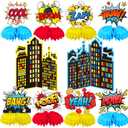 Oiuyamn 10 Pieces Hero Party Decoration, Hero Honeycomb Centerpieces 3D Table Topper Standing Decorations, Hero-Theme Party Supplies for Birthday Shower Decorations