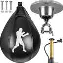 Benelabel Boxing Speed Bag with 360 Swivel Mount Premium Leather Boxing Speed Bag with Hanger and Inflator - Easy to Install and Use - Improve Your Speed and Reflexes