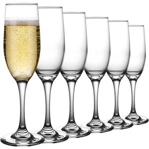 Champagne Flutes Set of 6 Exquisite Wine Glasses Elegant Plastic Champagne Flutes Perfect Wedding Gifts Thin and Stylish Design for Champagne Tasting(185ml)