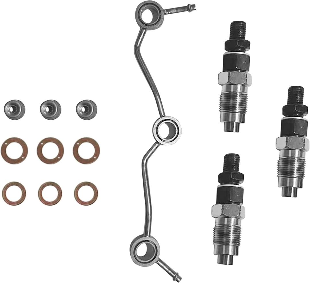 16001-53900 Fuel Injectors and 1G962-42500 Fuel Return Overflow Pipe Compatible with Kubota D722 D782 D902 Engine Injector Return Kit