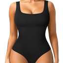 Nebility Womens' Waist Trainer Seamless Round Neck Tummy Control Shapewear Bodysuit (Black Thong Bodysuit, XS/ S)