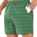 NORTHYARD Mens Swim Trunks 5" Beach Swim Shorts Quick Dry Bathing Suit with Mesh Liner Packable (Green, L)