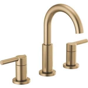 Delta Faucet Nicoli Widespread Bathroom Faucet 3 Hole, Gold Bathroom Sink Faucet, 2 Handle Bathroom Faucet, Bath Faucet, Drain Assembly, Champagne Bronze 35749LF-CZ