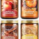 AOOVOO Fall Candles Set - 4 Pack Candles for Home Scented, 28 oz Natural Soy Wax 200 Hour Long Lasting, Autumn Gifts Set for Women Men Fall Fragrance of Pumpkin/Apple Cinnamon/Clove/Wheat Vanilla