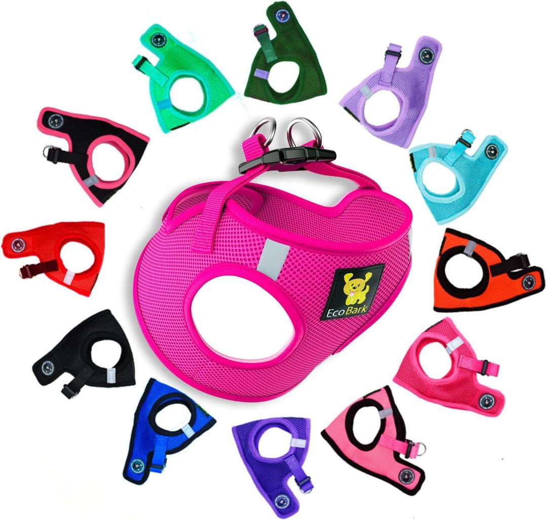 EcoBark Rapid Fastener Super Comfort Fully Adjustable Double Padded Step in Dog Harness (Medium, Pink)