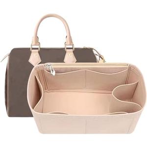 Lckaey Purse Inserts​for Speedy 25 Organizer Insert, for monogram bag, HandBag protective insert Tote Bag and hand bag protector, organizer insert 1083Khaki-M
