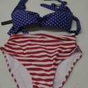 Tempt Me Women Two Piece Vintage Swimsuit Retro Halter Ruched High Waist Bikini with Bottom (Large, American Flag)