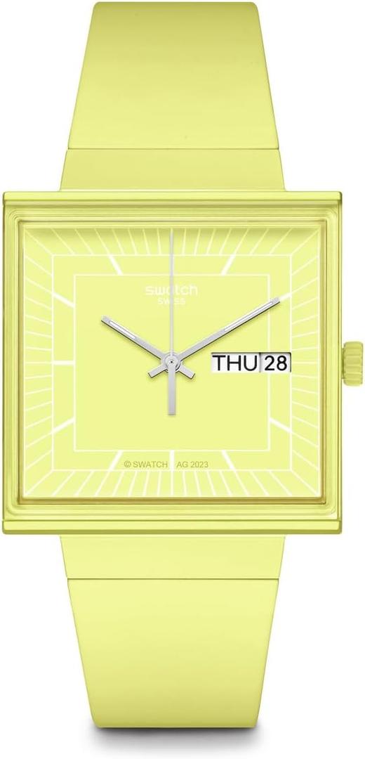 Swatch Square Bioceramic Unisex Watch Casual Bioceramic Yellow Quartz Waterproof What If...Lemon?
