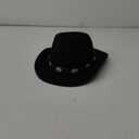 Western-Cowboy-Hat with Buckle for Kids,Boys Girls Wide-Brim Felt Cowgirl Hat Fedora Costume Accessory (4-8T) (4-8 Years, Black-Style2)