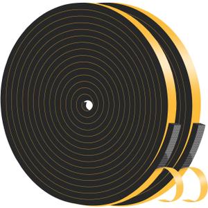 Weather Stripping Door Seal,Weather Stripping,Soundproof,Cold Insulation,High Density CR Foam Insulation Tape for Door, Front Door Frame, Windows,Sliding Door (Black, 1/4 in x 1/16 in x 66Ft)