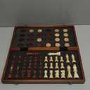 2 in 1 Magnetic Chess Set & Checkers Board Game, 15" Wooden Folding Chess Board with 2 Extra Queens, Portable Travel Chess Set with Pieces Storage Slots, Beginner Chess Board Game for Adults & Kids