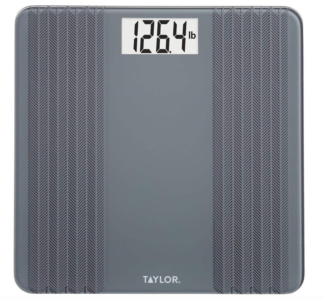 Taylor Digital Glass Scale with Textured Herringbone Design