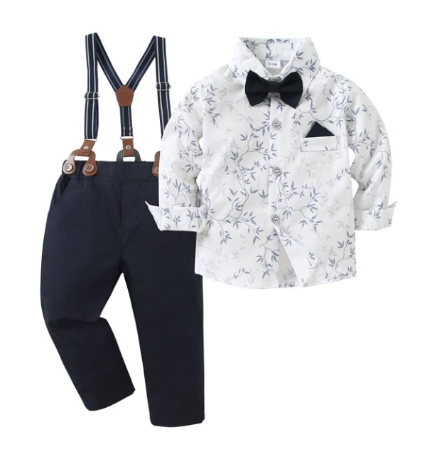 WESIDOM Baby Boy Clothes 0-18M Newborn Infant Gentleman Outfit, Shirt+Bowtie+Beret+Suspender Pant Baby boy Suit Clothing Set, 5-6 T