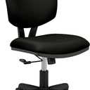 HON Volt Armless Office Chairs with Wheels, Ergonomic Adjustable Center-Tilt Recline, Fabric Back and Seat, Swivel Desk Chair, Black, Oversized