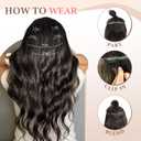 Fliace Clip in Hair Extensions, 6 PCS 1 6 Inch Hair Extensions Clip Ins, Dark Brown Long Wavy Hairpieces(16inch, 6pcs, Dark Brown)