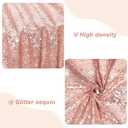 PartyDelight 50" Round Rose Gold Sequin Tablecloth High-Density 3mm Stitched Sequins Shimmering Table Overlay for Small Bistro Tables, Cake Displays & Party Decor