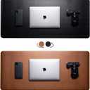 OfficeOzone Desk Mat with All-New Edge Stitch, Double-Sided, Black and Brown, 35.4" x 15.7"