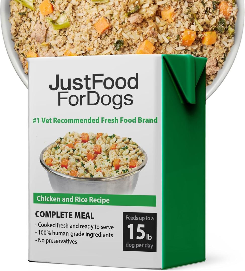 JustFoodForDogs Pantry Fresh Wet Dog Food, Complete Meal or Dog Food Topper, Chicken & White Rice Human Grade Dog Food Recipe - 12.5 oz (Pack of 12)