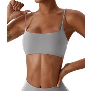 Comper Women's Sports Bras Wirefree Racerback Workout Bras Sexy Thin Straps Yoga Sport Bras with Removable Pads, Small
