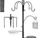 yosager Premium Bird Feeding Station Kit, 77" x 19" Birds Feeder Pole, Deluxe Multi Feeder Hanging Kit with Metal Suet and Bird Bath for Wild Birds Watching, Birdfeeder and Planter Hanger
