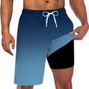 Goodstoworld Mens Swim Trunks with Compression Liner 9'' Inseam Quick Dry Swimsuit Shorts M-3XL (XL)