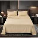 Superior Series Rayon Made from Bamboo Sheet Set - Wrinkle Free -Softer than Cotton- Deep Pockets - 4 Piece - 1 Fitted Sheet, 1 Flat, 2 Pillowcases Queen, Beige