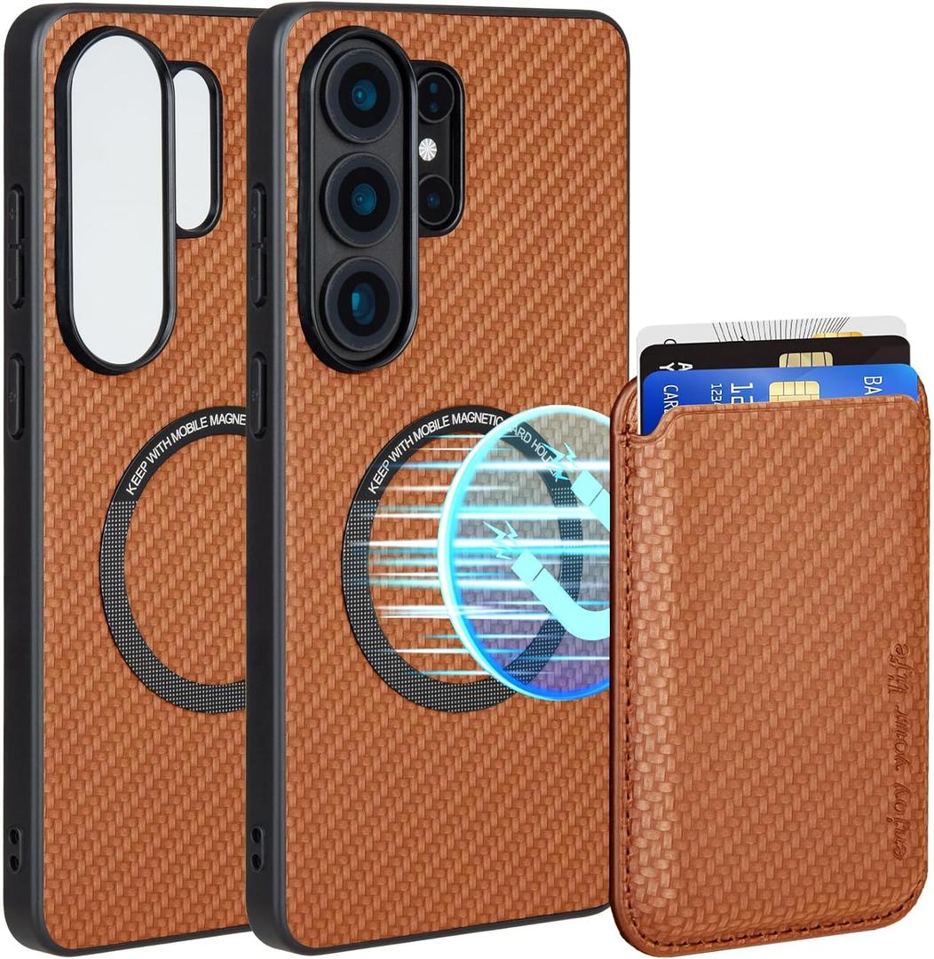 Designed for Samsung S26 Ultra Case, Samsung S26 Ultra Case Wallet Compatible with MagSafe, PU Samsung S26 Ultra Case with Card Holder for Women Men, Anti-Slip & Shock Absorption(Orange)